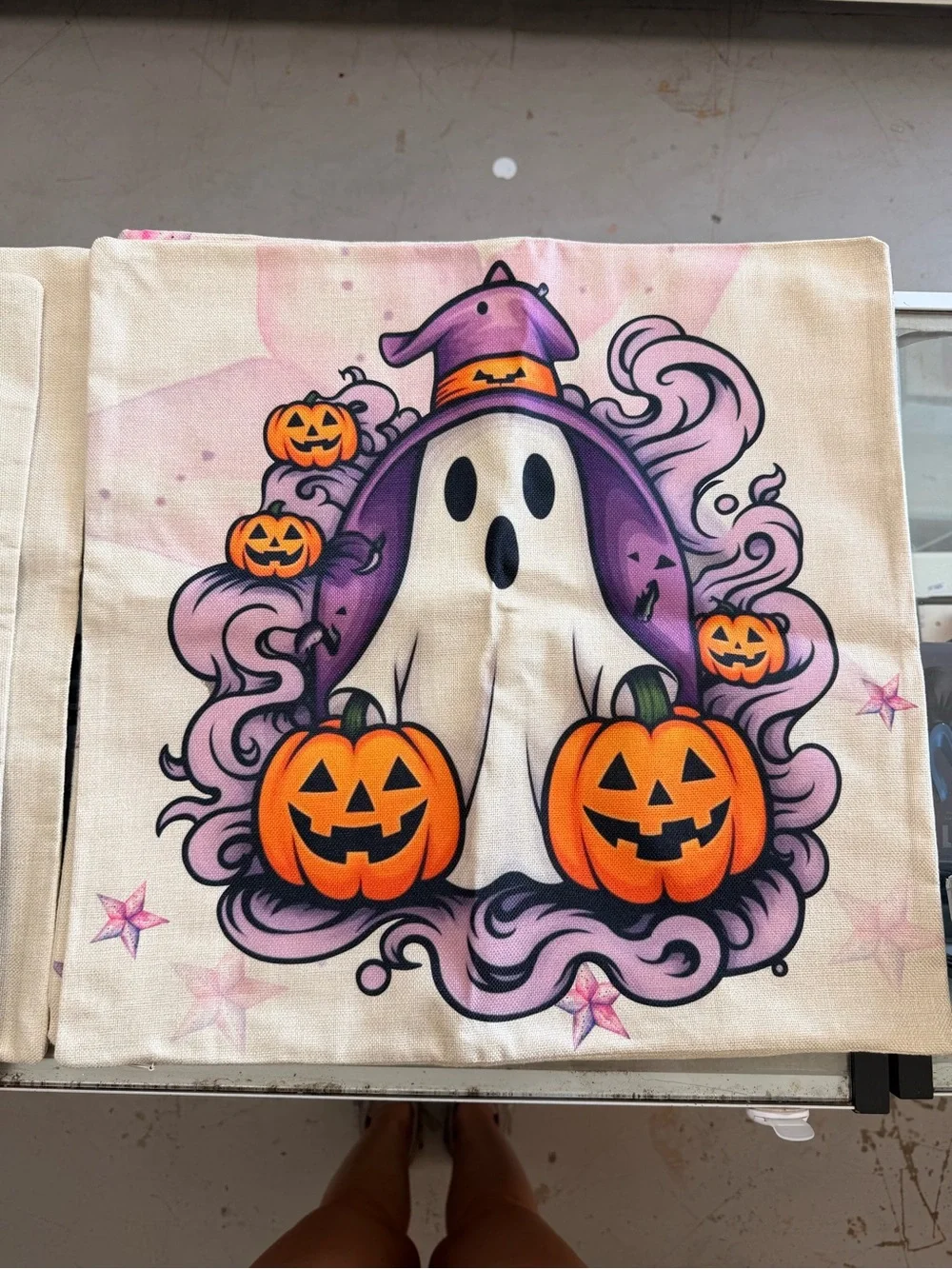 Halloween Gnome Pillow Cover — Purple & Pink Witch Design set of 4 covers